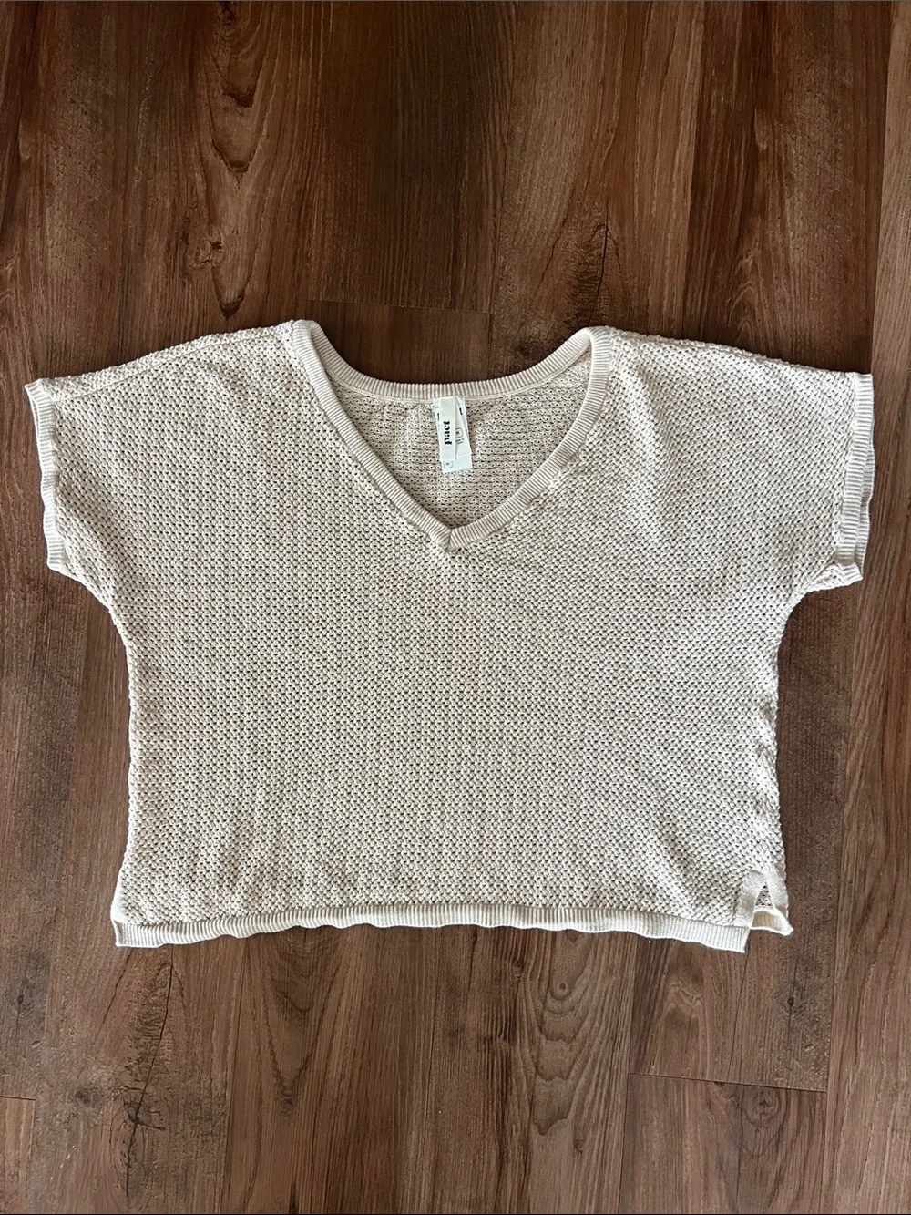 Pact Beachside Crochet Knit V-Neck Top